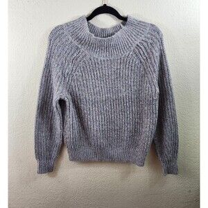 BP Womens XS Gray Gold Metalic Cable Knit Pullover Crew Neck Sweater